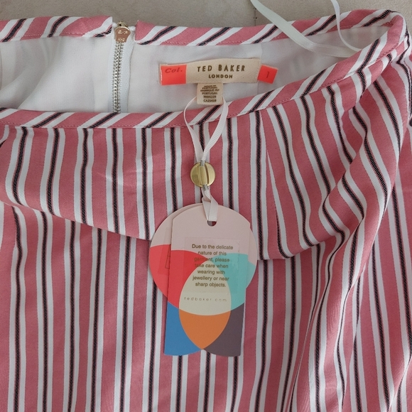 New with tag● TED BAKER ●Pink skirt Size 2 - Fine stripes - Zipper - Ruffled hem - Picture 15 of 16